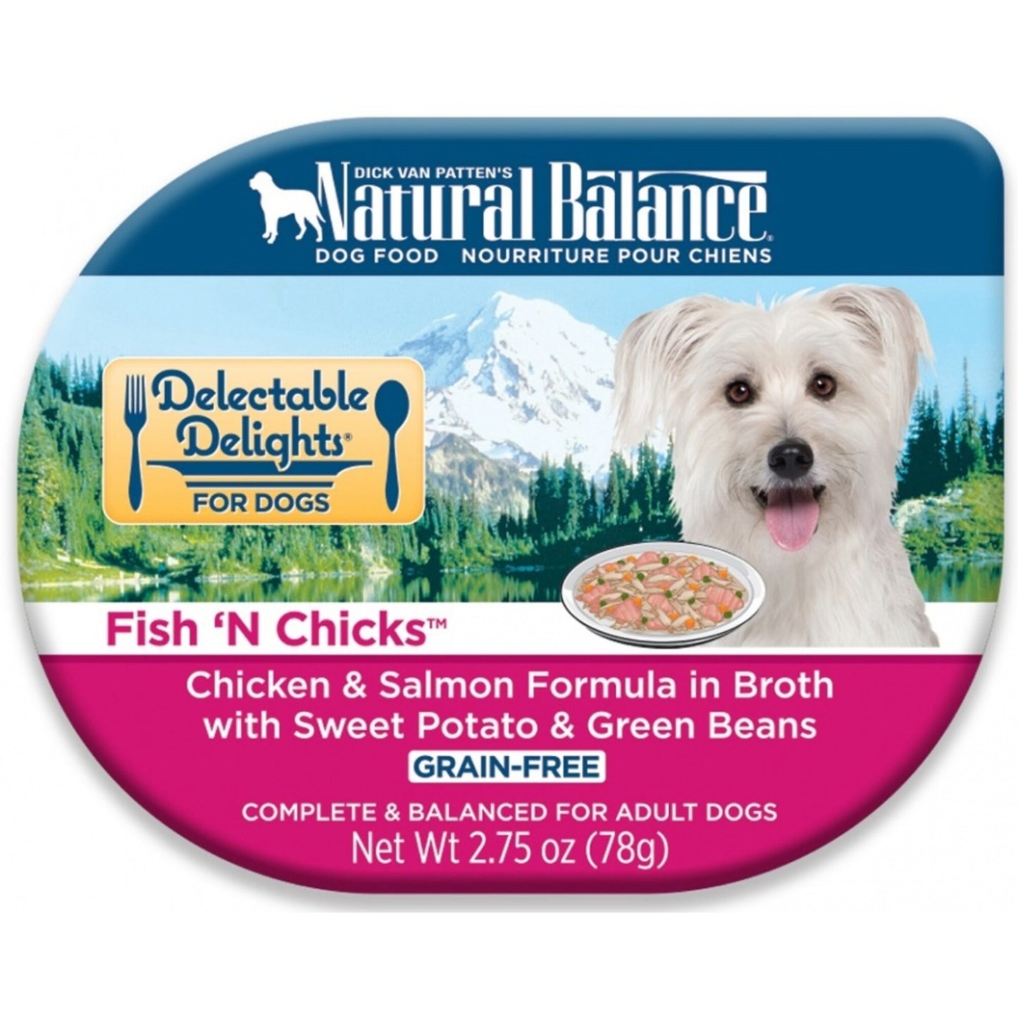 Natural Balance Delectable Delights Grain Free Fish n Chicks Chicken and Salmon Formula in Broth with Sweet Potato and Green Beans Wet Dog Food