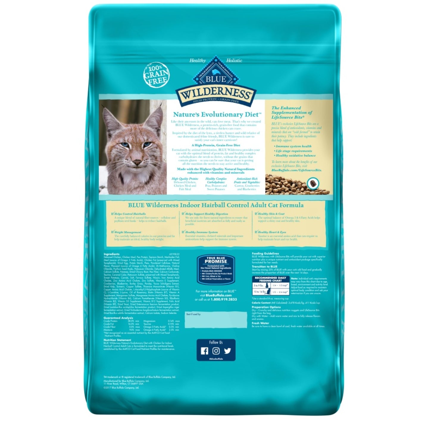 Blue Buffalo Wilderness Grain Free Adult Indoor Hairball Chicken High Protein Dry Cat Food