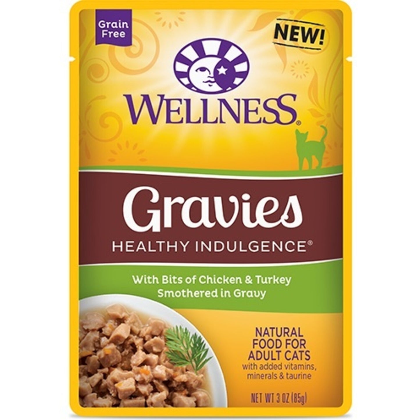 Wellness Healthy Indulgence Natural Grain Free Gravies with Chicken and Turkey in Gravy Cat Food Pouch