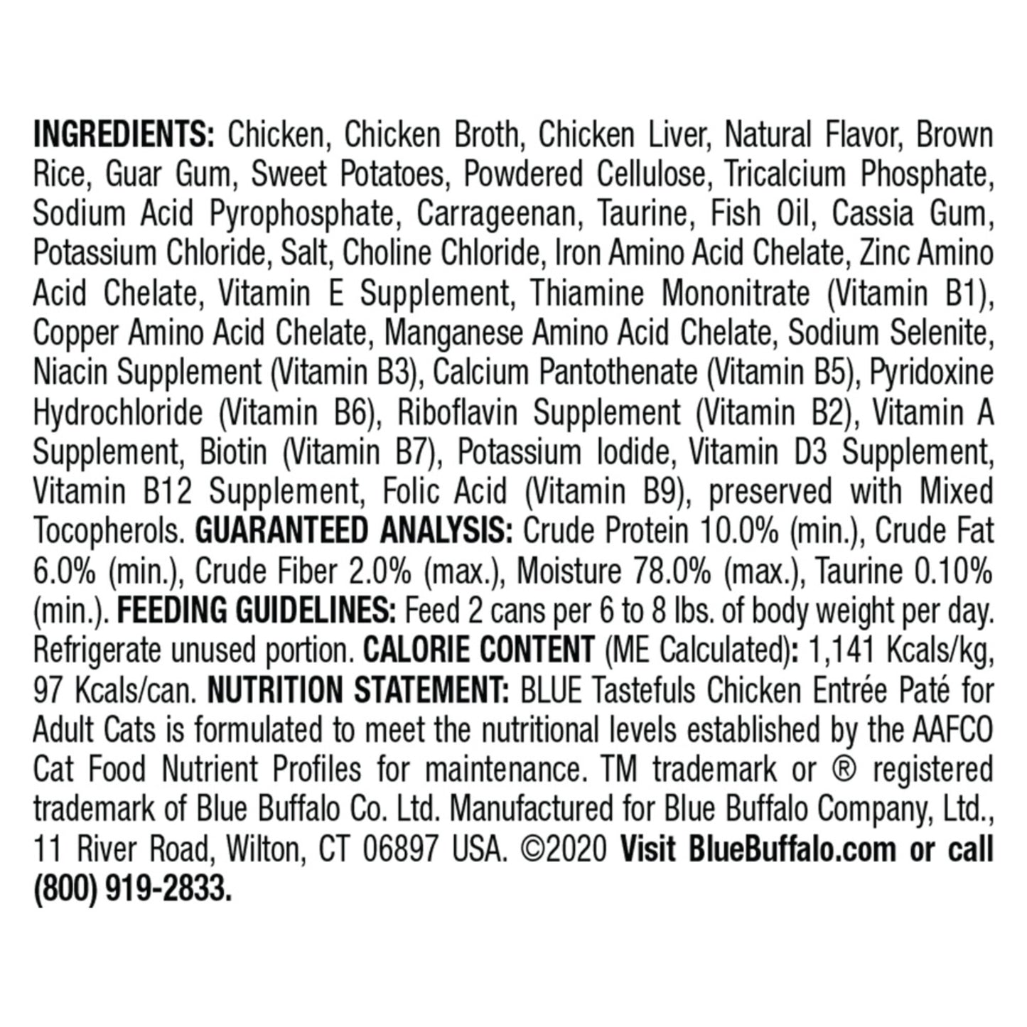 Blue Buffalo Tastefuls Natural Pate Chicken Entree Wet Cat Food