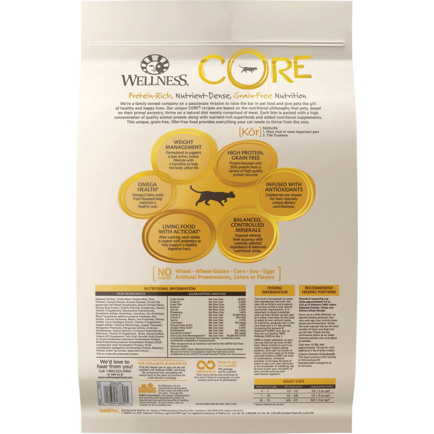 Wellness CORE Grain Free Natural Indoor Health Chicken and Turkey Recipe Dry Cat Food