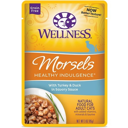 Wellness Healthy Indulgence Natural Grain Free Morsels with Turkey and Duck in Savory Sauce Cat Food Pouch