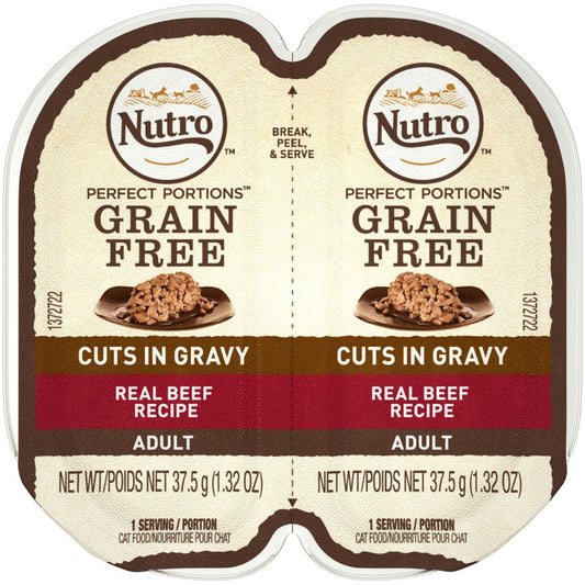 Nutro Perfect Portions Grain Free Cuts In Gravy Real Beef Recipe Wet Cat Food Trays