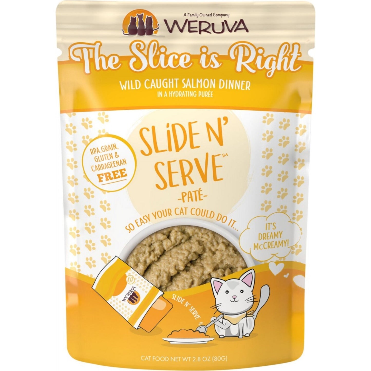 Weruva Slide N' Serve Grain Free The Slice is Right Wild Caught Salmon Dinner Wet Cat Food Pouch