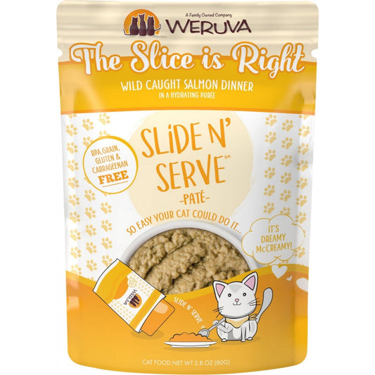 Weruva Slide N' Serve Grain Free The Slice is Right Wild Caught Salmon Dinner Wet Cat Food Pouch