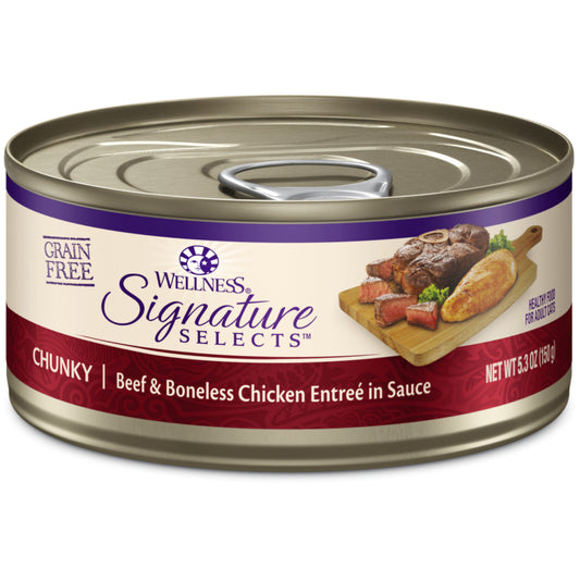 Wellness Signature Selects Grain Free Natural Beef and White Meat Chicken Entree in Sauce Wet Canned Cat Food
